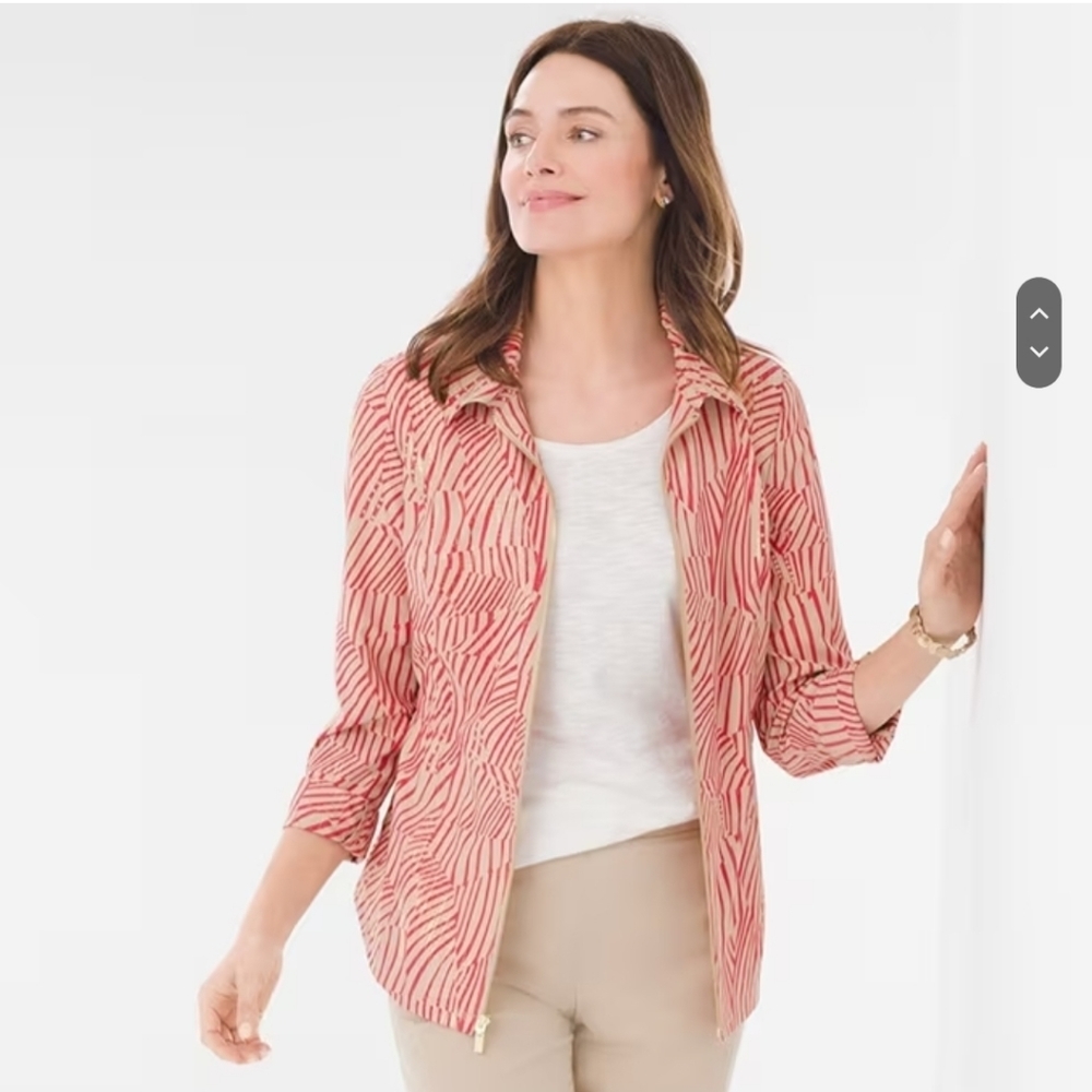 Zenergy Neema Painterly Waves Jacket by‎ Chicos womens size 3 lightweight